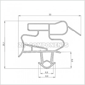 Уплотнитель холодильника 520x650мм Профиль BR